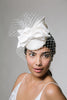 Bridal Fascinator with Birdcage Veil and Bows by Genevieve Rose Atelier
