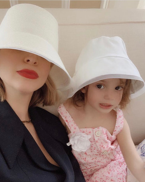 Ettrick: White Straw Bucket Hat As Seen On Kerry Pieri (and Lila) –  Genevieve Rose Atelier