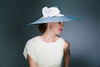 Large Grey Straw Ascot Hat with Silk Flowers and Bows by Genevieve Rose Atelier