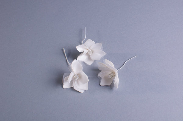 Silk Flower Hair Pins for Bridal Braid - Genevieve Rose Atelier