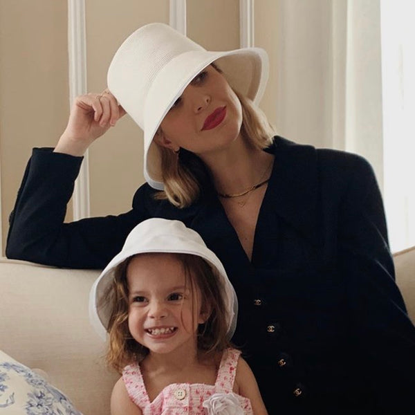Kerry Pieri and Daughter Matching White  Hat by Genevieve Rose Atelier