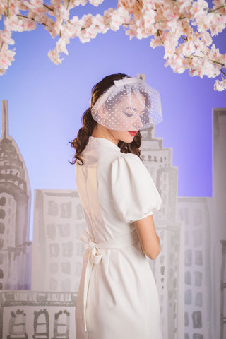 Alice Polka Dot Short Tulle Veil by Genevieve Rose Atelier