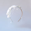Polka Dot Birdcage Veil with Double Silk Bow by Genevieve Rose Atelier
