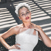 Bridal Guide Birdcage Veil with Flower Crown by Genevieve Rose Atelier