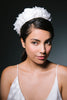Brigitte Pillbox Hat with Applique Petals and Bow by Genevieve Rose Atelier