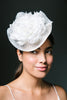 Constance Straw Fascinator with Feather Flower by Genevieve Rose Atelier