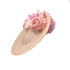 Hyperion Blush Pink Derby Disc Hat with Flowers by Genevieve Rose Atelier