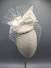 Bridal Cocktail Hat with Spot Veil and Silk Bows by Genevieve Rose Atelier