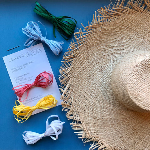 Learn Embroidery on a Hat - Genevieve Rose Atelier DIY Raffia Hat Kit