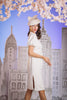 Mathilde White Felt Vintage Percher Hat with Bow by Genevieve Rose Atelier