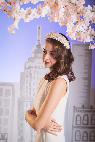 Miranda Kerr Bridal Tiara of Tiny Blossoms by Genevieve Rose Atelier