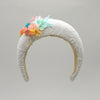 White Hatband with Flower Beads by Genevieve Rose Atelier