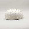 White Bridal Pill Box Hat with Pearls by Genevieve Rose Atelier
