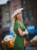 Natural Straw Mesh Derby Hat by Genevieve Rose Atelier