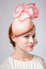 Peach Straw Derby Fascinator with Roses and Feathers by Genevieve Rose Atelier