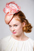 Coral Straw Derby Fascinator with Coral Feathers by Genevieve Rose Atelier