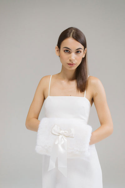 Domna Faux Fur Bridal Hand Muff by Genevieve Rose Atelier