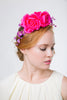 Hot Pink Derby Flower Crown Headband by Genevieve Rose Atelier 