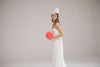 White Bridal Fascinator with Silk Flwoers by Genevieve Rose Atelier
