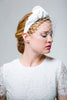 Natalia White Velvet Bridal Headband with Vintage Veil by Genevieve Rose Atelier